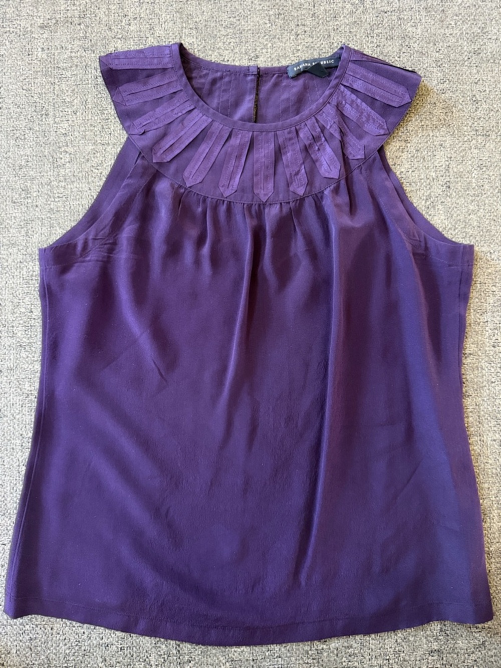 Banana Republic Deep Purple Pleated Yoke Sleeveless Camisole